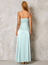 Backless Ruffle Trim Tie Front Satin Dress